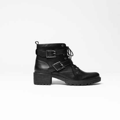 GARRIE bottines à talon en cuir noir