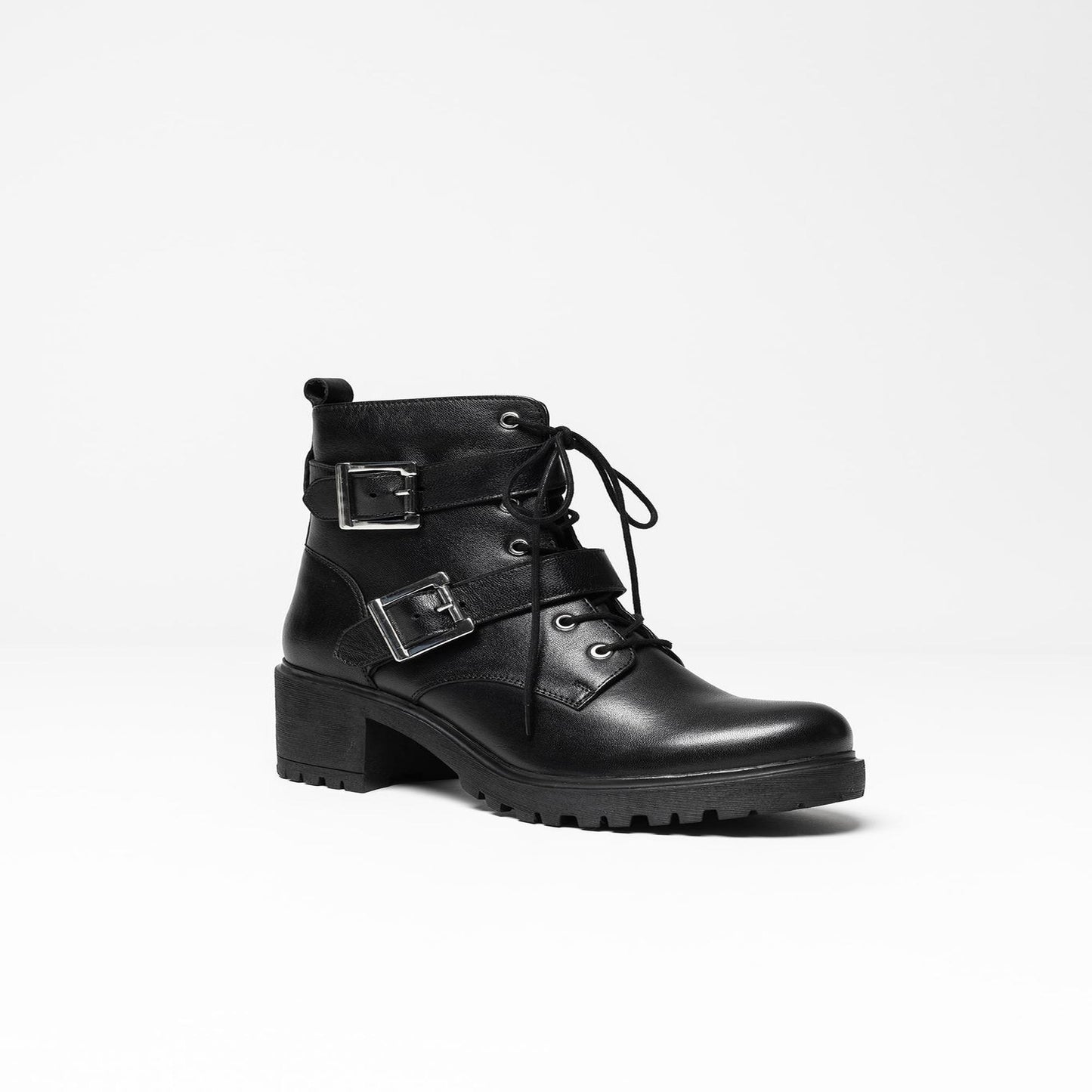 GARRIE bottines à talon en cuir noir