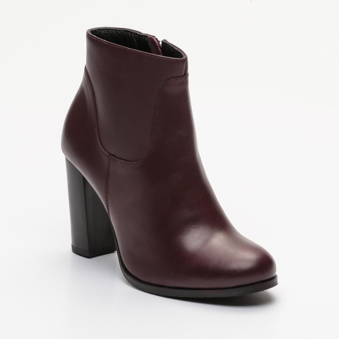 GIULIA bottines à talon en cuir bordeaux