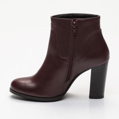 GIULIA bottines à talon en cuir bordeaux