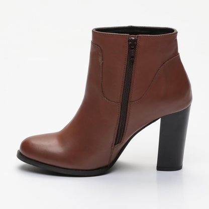 GIULIA bottines à talon en cuir cognac