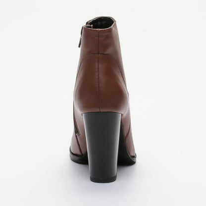 GIULIA bottines à talon en cuir cognac