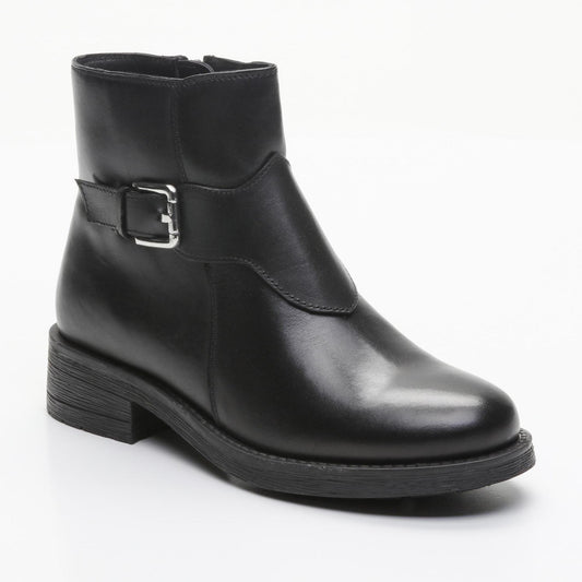 HOINANA bottines à talon en cuir noir