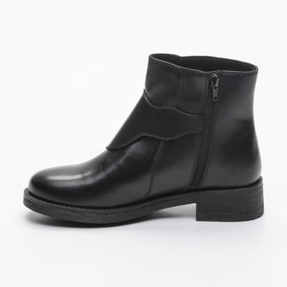 HOINANA bottines à talon en cuir noir