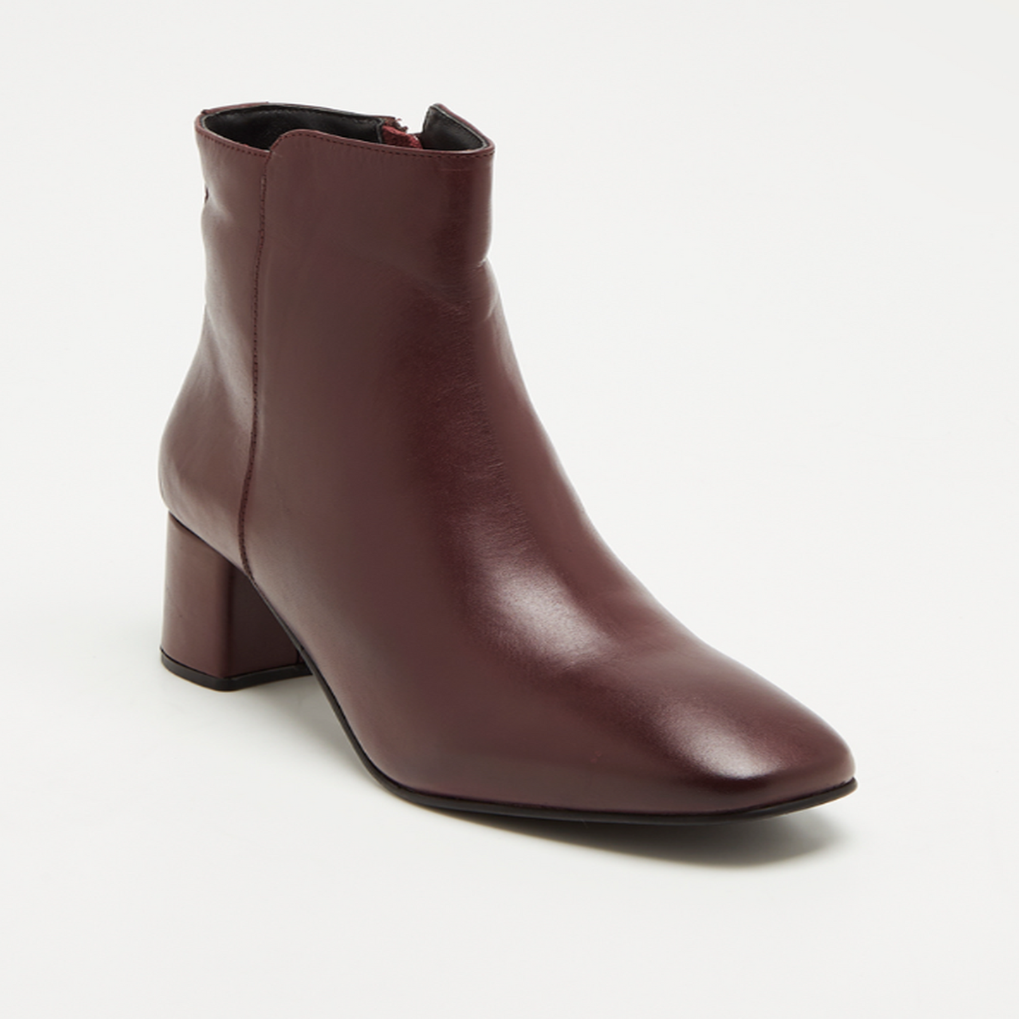 INAYA bottines à talon en cuir bordeaux