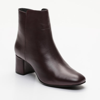 INAYA bottines à talon en cuir bordeaux