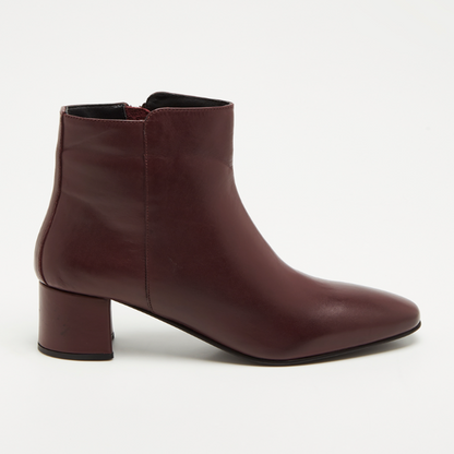 INAYA bottines à talon en cuir bordeaux