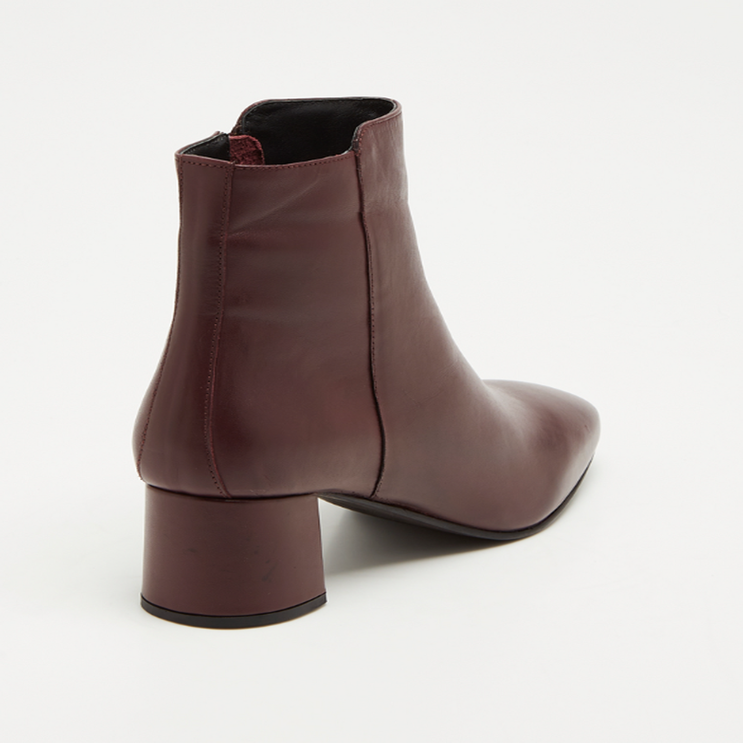 INAYA bottines à talon en cuir bordeaux