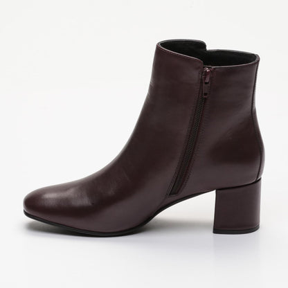 INAYA bottines à talon en cuir bordeaux