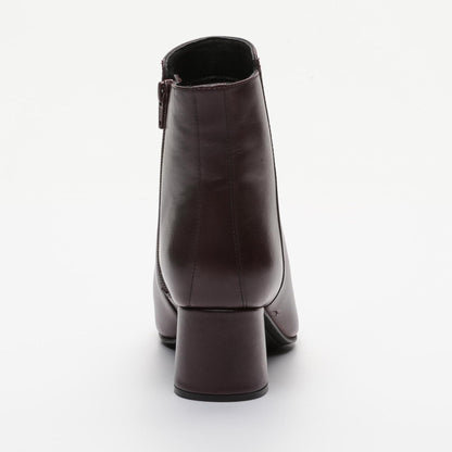 INAYA bottines à talon en cuir bordeaux