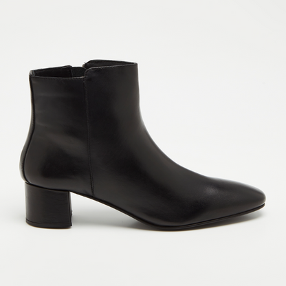 INAYA bottines à talon en cuir noir