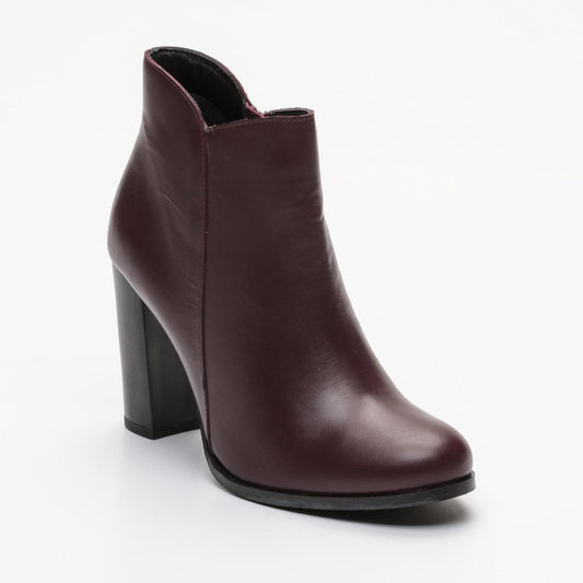 ISABELA bottines à talon en cuir bordeaux