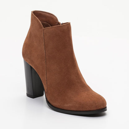 ISABELA bottines à talon en cuir camel