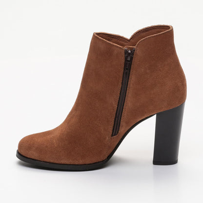 ISABELA bottines à talon en cuir camel