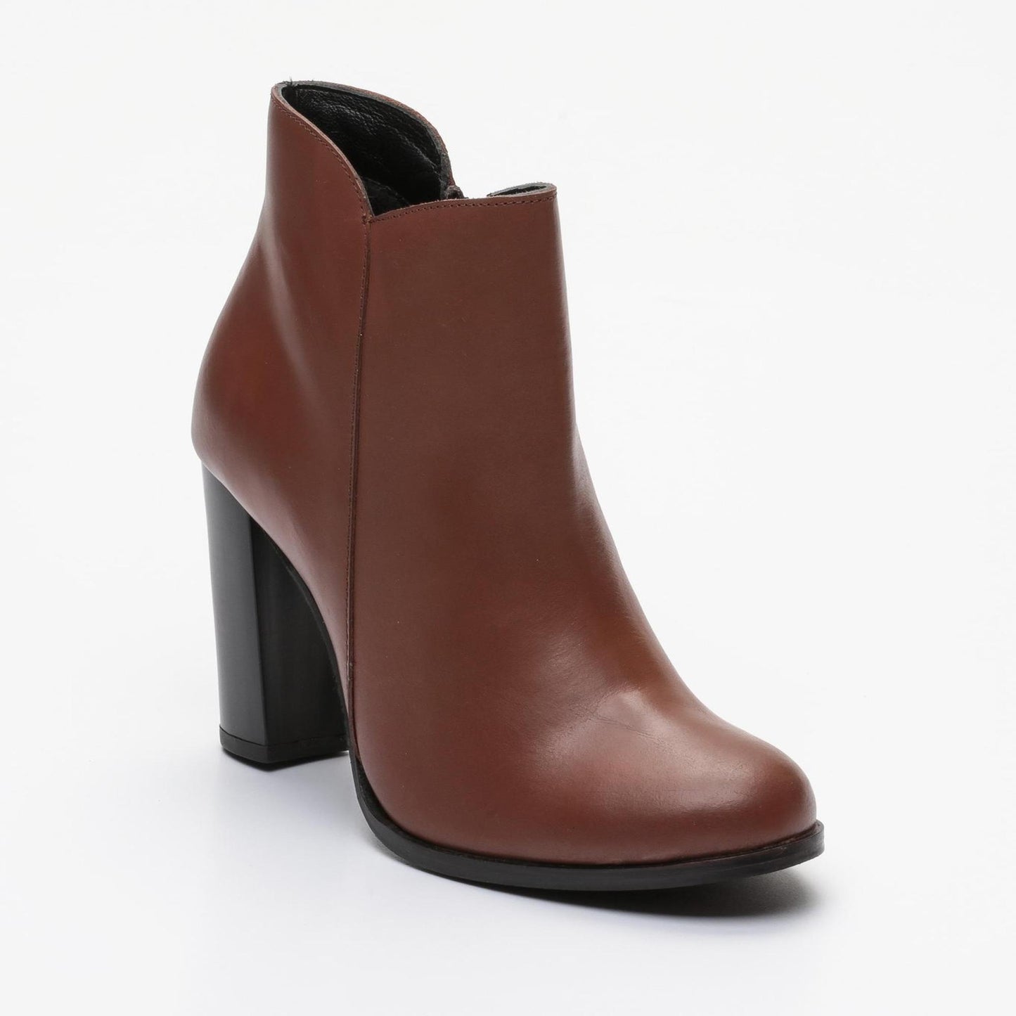 ISABELA bottines à talon en cuir cognac