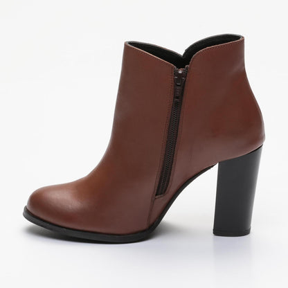 ISABELA bottines à talon en cuir cognac