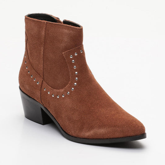 ISIA bottines à talon en cuir tabac