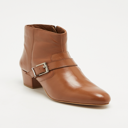 KANPA bottines à talon en cuir camel