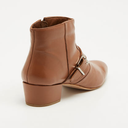 KANPA bottines à talon en cuir camel