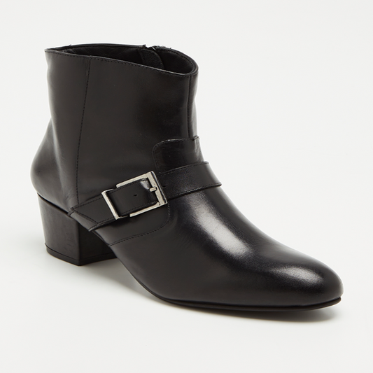 KANPA bottines à talon en cuir noir