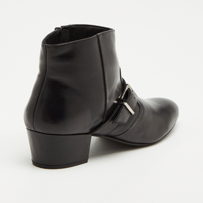 KANPA bottines à talon en cuir noir