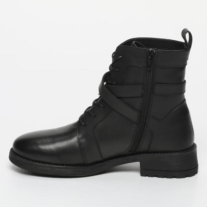 KOZANI bottines à talon en cuir noir