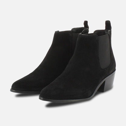 LEESE bottines à talon en cuir noir