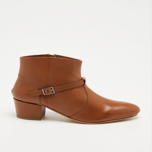 LETTA bottines à talon en cuir camel