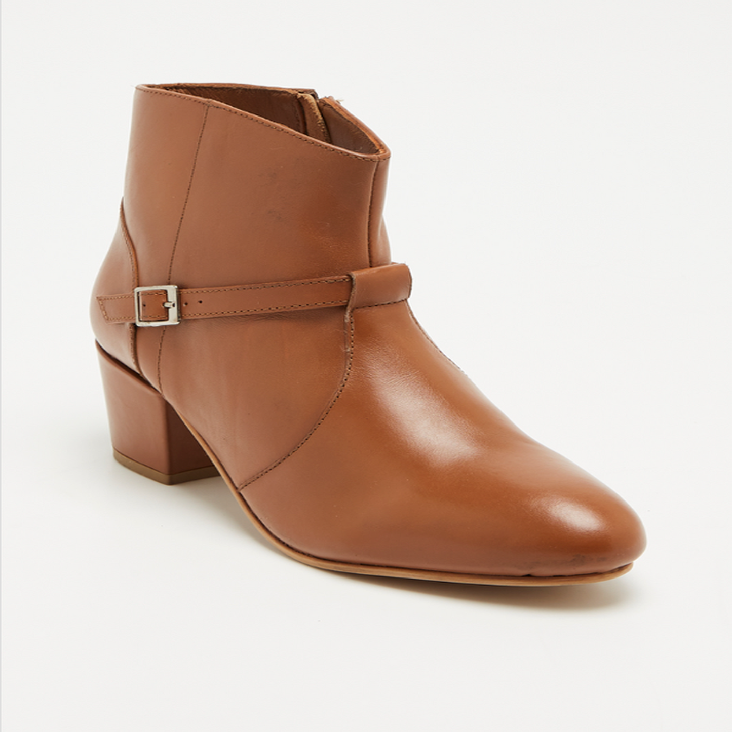 LETTA bottines à talon en cuir camel