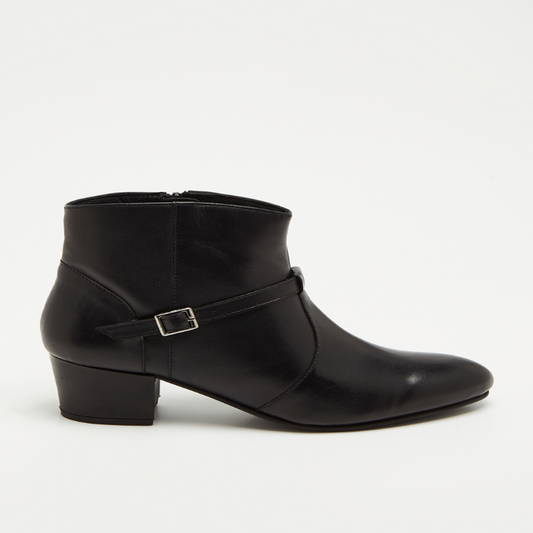 LETTA bottines à talon en cuir noir