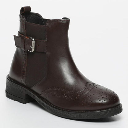 LIOSIA bottines à talon en cuir marron