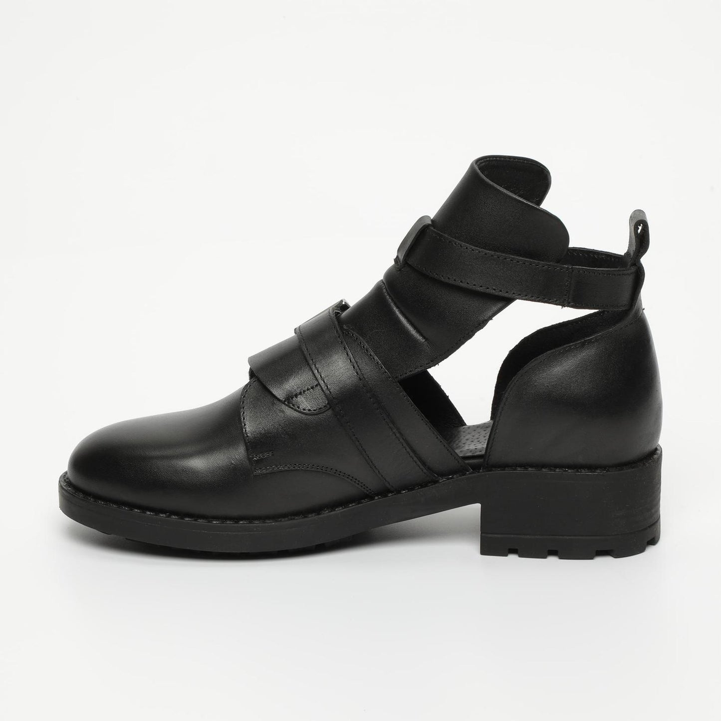 LOU bottines à talon en cuir noir