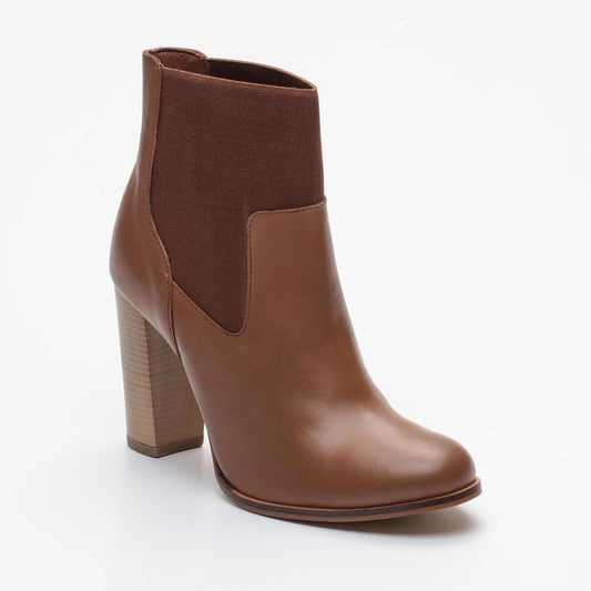 LUNA  bottines à talon en cuir camel