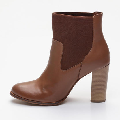 LUNA  bottines à talon en cuir camel