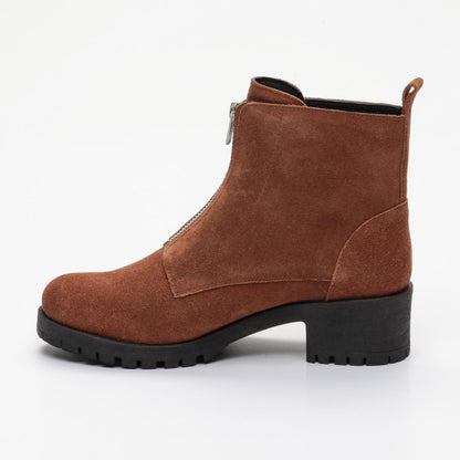 LYRA bottines à talon en cuir tabac