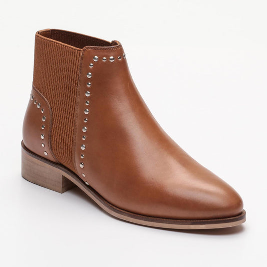 MAIDEN bottines à talon en cuir camel