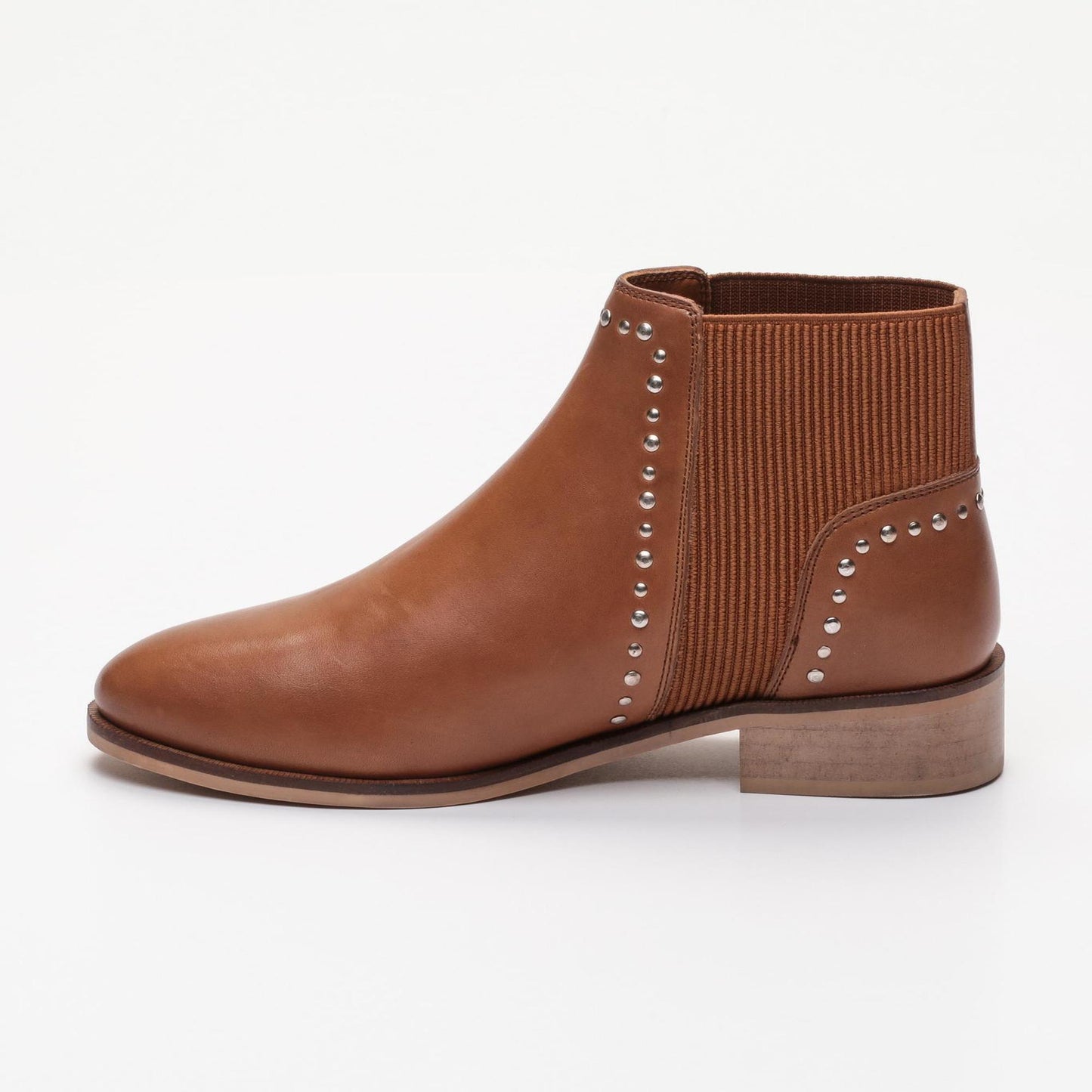 MAIDEN bottines à talon en cuir camel