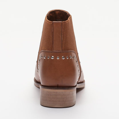 MAIDEN bottines à talon en cuir camel