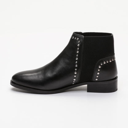 MAIDEN bottines à talon en cuir noir