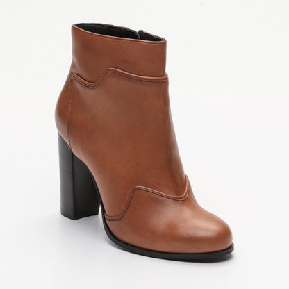 MAOLI bottines à talon en cuir camel