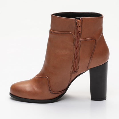 MAOLI bottines à talon en cuir camel