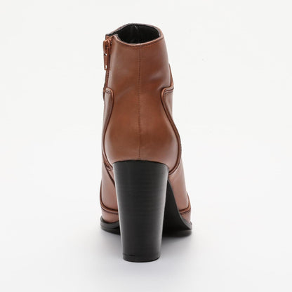 MAOLI bottines à talon en cuir camel