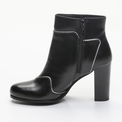 MAOLI bottines à talon en cuir noir