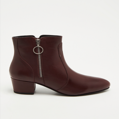 MAREEBA bottines à talon en cuir bordeaux