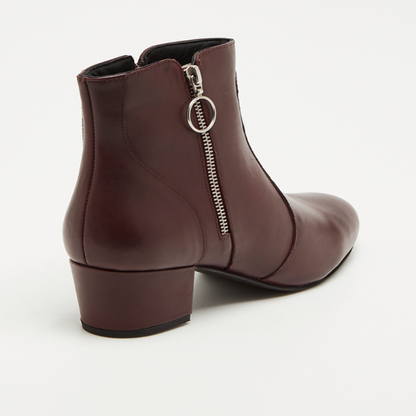 MAREEBA bottines à talon en cuir bordeaux