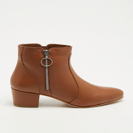 MAREEBA bottines à talon en cuir camel