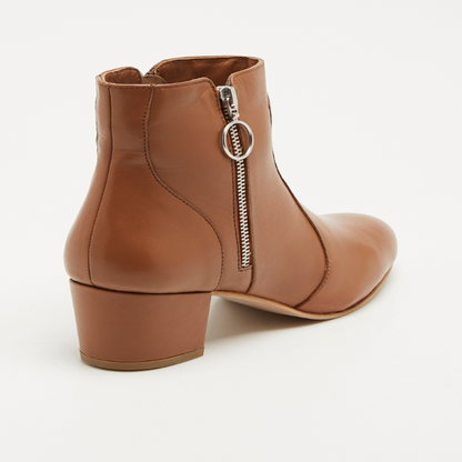 MAREEBA bottines à talon en cuir camel