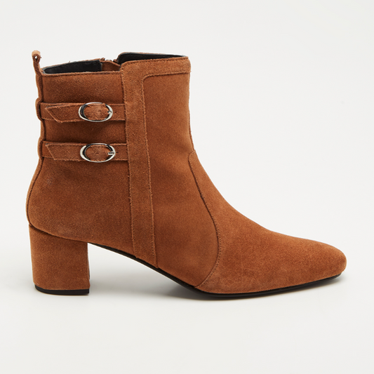 MARITA bottines à talon en cuir tabac