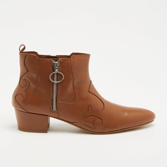 MESA bottines à talon en cuir camel