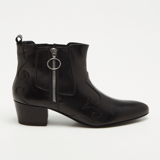 MESA bottines à talon en cuir noir